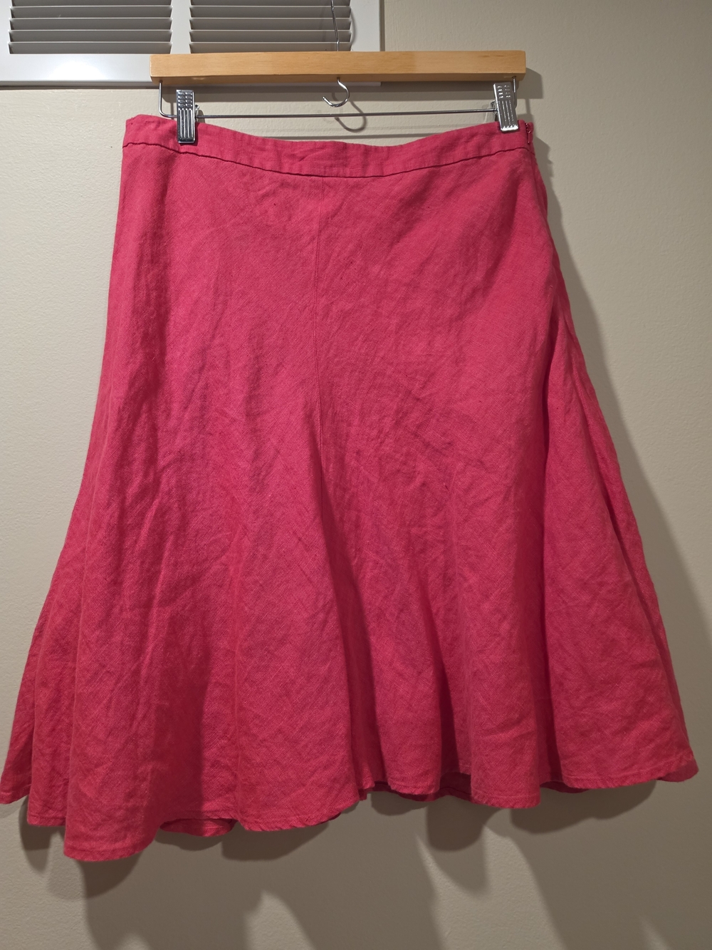 Vintage Banana Republic Y2K Fuchsia Pink 100% Linen Midi Skirt, Lined - Size 8